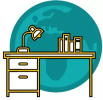 Illustration of an international desk